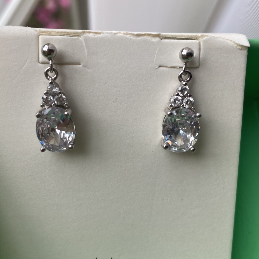 Sterling Silver Cubic Zirconia Teardrop Earrings